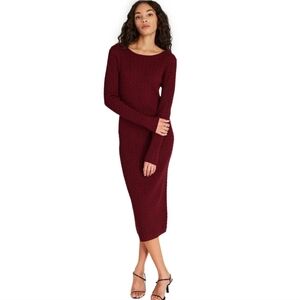 Club Monaco Open Back Cable-Knit Midi Dress